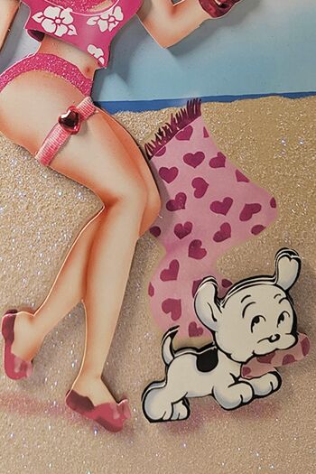 Betty Boop Beach Babe Decoupage Carte de voeux vierge (3D) 7