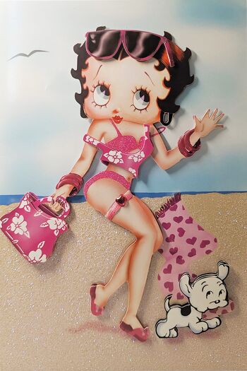 Betty Boop Beach Babe Decoupage Carte de voeux vierge (3D) 9