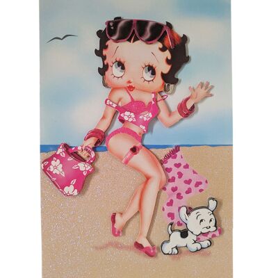 Betty Boop Beach Babe Decoupage Tarjeta de saludos en blanco (3D)