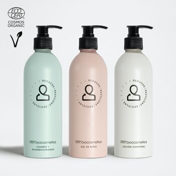 AMOUREUX DE LA PLANÈTE. Shampoing Revitalisant Bio + Gel Bain + Lait Corps 500 ml 3