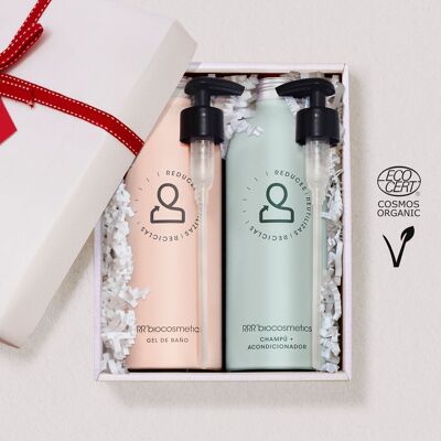 CONFEZIONE REGALO COMBO. Shampoo condizionante biologico + gel da bagno 500 ml