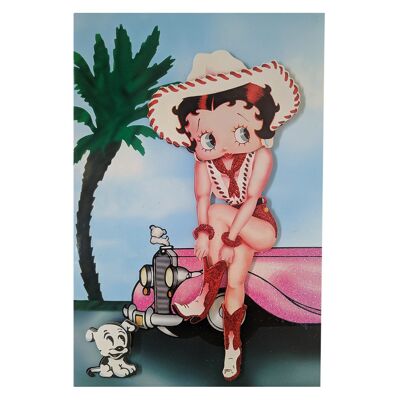 Betty Boop Cowgirl Decoupage Tarjeta de felicitación en blanco (3D)