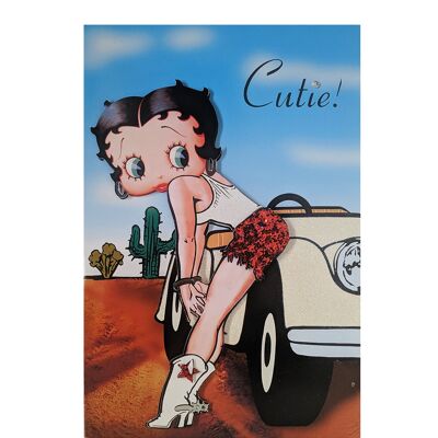 Betty Boop Cutie Decoupage Tarjeta de saludos en blanco (3D)