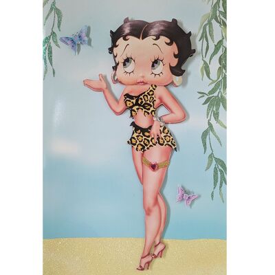 Betty Boop Jungle Queen Decoupage Carte de voeux vierge (3D)