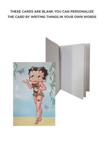 Betty Boop Jungle Queen Decoupage Carte de voeux vierge (3D) 2