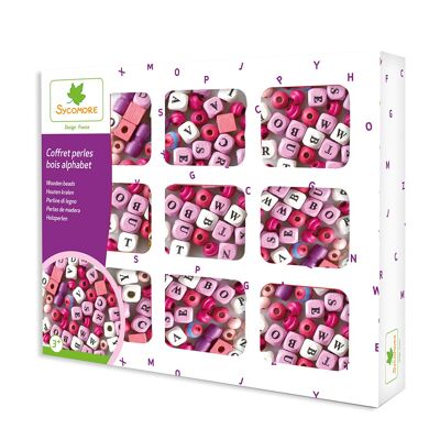 Sycomore - Loisirs Créatifs Enfant - Coffret de Perles en Bois Alphabet - Dès 3 ans