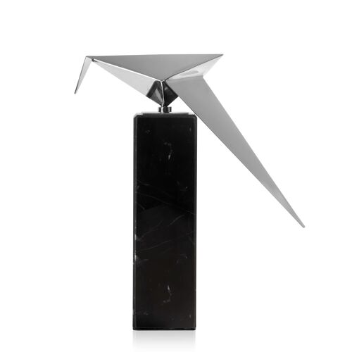ADM - Oggetto decorativo 'Uccellino Origami' - Colore Argento - 30 x 24 x 7 cm