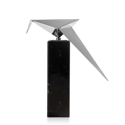 ADM - Objet de décoration 'Origami Bird' - Coloris Argent - 30 x 24 x 7 cm
