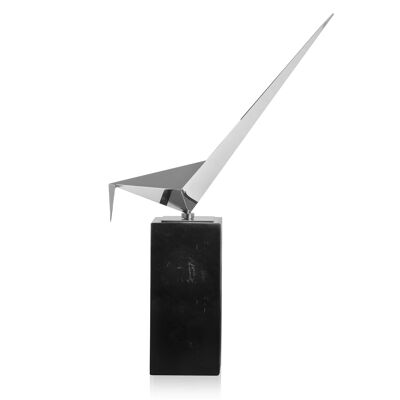 ADM - Objeto decorativo 'Origami Bird' - Color plata - 45 x 27 x 8,5 cm