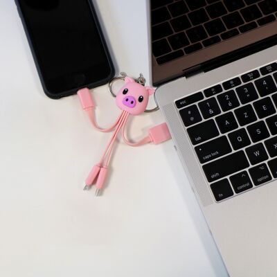 3-in-1-Universal-Ladekabel – iPhone Lightning / USB Typ-C / Micro-USB – Pig