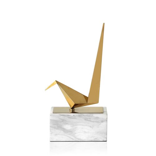 ADM - Oggetto decorativo 'Uccellino Origami' - Colore Oro - 38,5 x 21 x 9 cm
