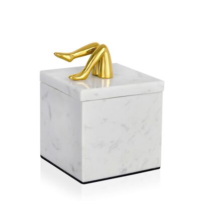 ADM - Decorative object 'Legs Box' - White color - 12.5 x 9 x 9 cm