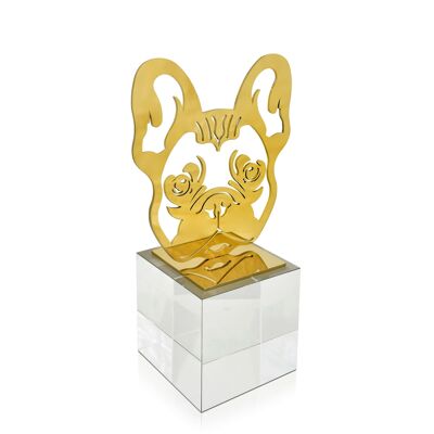 ADM - Decorative object 'Head of French Bulldog' - Gold color - 28 x 15 x 10 cm