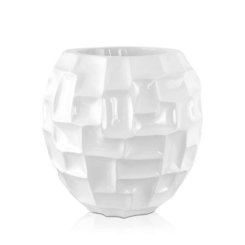 ADM - Portafiori 'Vaso mosaico da tavolo' - Colore Bianco - 30 x Ø30 cm