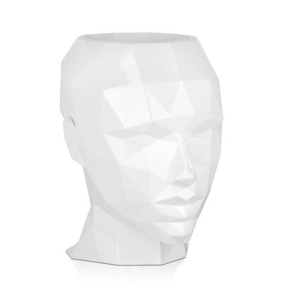 ADM - Jardinière 'Vase tête de femme facettée' - Coloris blanc - 36 x 32 x 25 cm