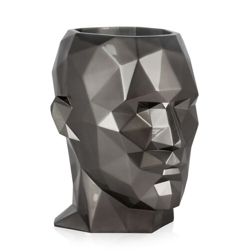ADM - Portafiori 'Vaso testa di uomo sfaccettata' - Colore Antracite - 39 x 37 x 29 cm