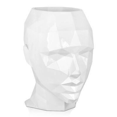 ADM - Florero 'Florero grande cabeza de mujer facetada' - Color blanco - 55 x 50 x 39 cm