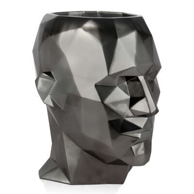 ADM - Jardinière 'Grand vase tête d'homme à facettes' - Couleur anthracite - 55 x 50 x 42 cm