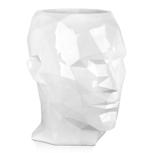 ADM - Portafiori 'Vaso testa di uomo sfaccettata grande' -  Colore Bianco - 55 x 50 x 42 cm
