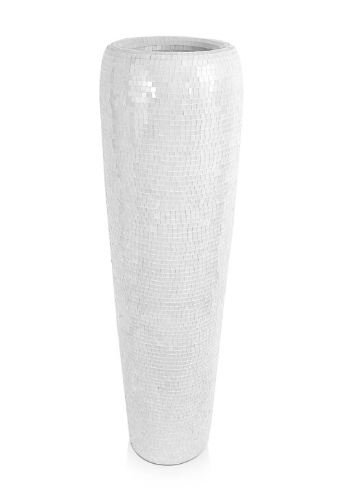 ADM - Vaso decorato in vetro 'Vaso Conico' - Colore Bianco - 109 x 33 x 33 cm