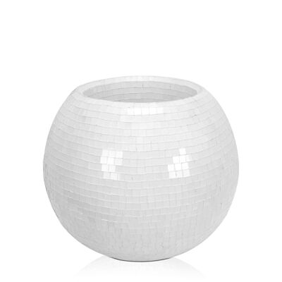 ADM - Jarrón de cristal decorado 'Vaso Cesto' - Color blanco - 32 x 40 x 40 cm