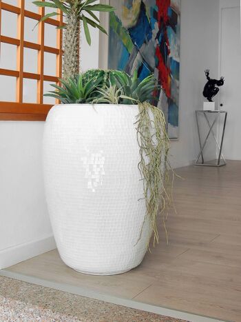 ADM - Vase en verre décoré 'Vaso Giara' - Couleur blanche - 70 x 52 x 52 cm 8
