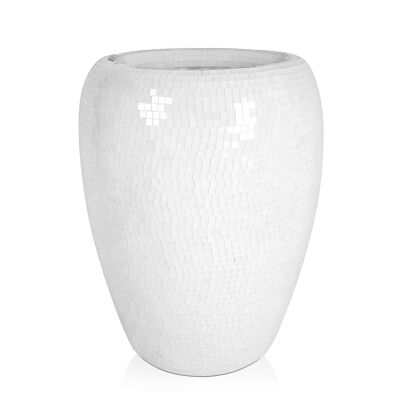 ADM - Florero de vidrio decorado 'Vaso Giara' - Color blanco - 70 x 52 x 52 cm