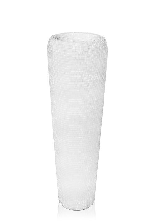 ADM - Vaso decorato in vetro 'Vaso Conico' - Colore Bianco - 81 x 25 x 25 cm