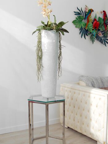 ADM - Vase en verre décoré 'Vaso Conico' - Couleur blanche - 81 x 25 x 25 cm 4