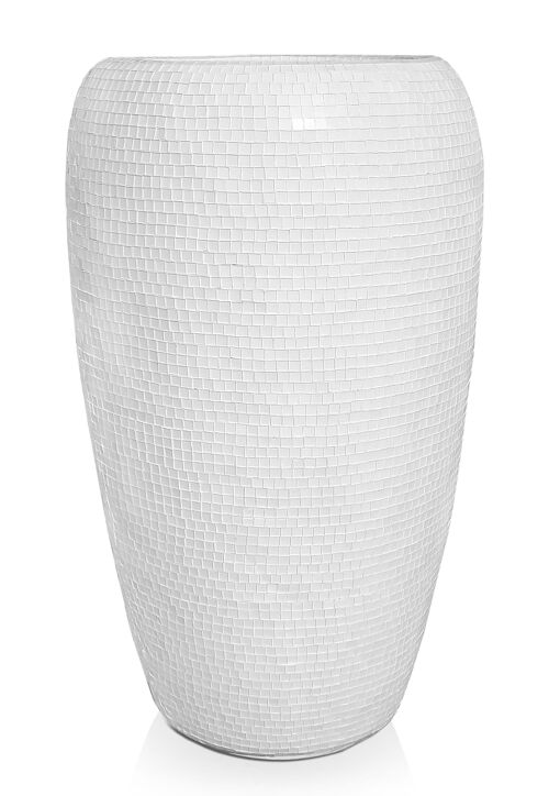 ADM - Vaso decorato in vetro 'Vaso Giara' - Colore Bianco - 90 x 53 x 53 cm