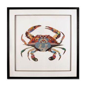 ADM - Tableau collage 3D 'Crabe' - Multicolore - 65 x 65 x 3 cm 6