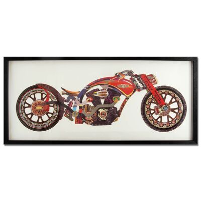 ADM - 3D collage picture 'Motorcycle in red' - Multicolored color - 55 x 120 x 4 cm