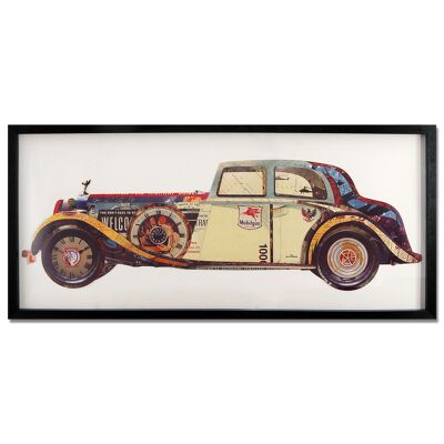 ADM - Peinture collage 3D 'Vintage cars' - Couleur multicolore - 55 x 120 x 4 cm