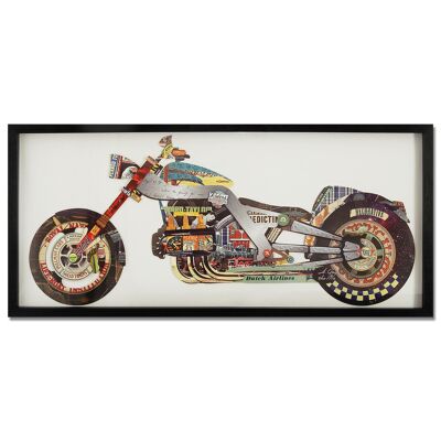 ADM - 3D collage picture 'Motorcycle in blue' - Multicolored color - 55 x 120 x 4 cm