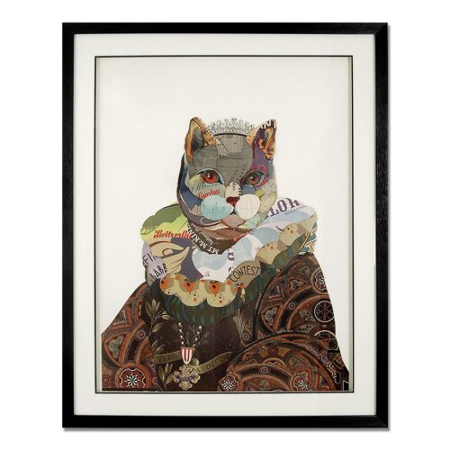 ADM - Quadro collage 3D 'Gatto in abito antico nobiliare' - Colore Multicolore - 90 x 72 x 4 cm