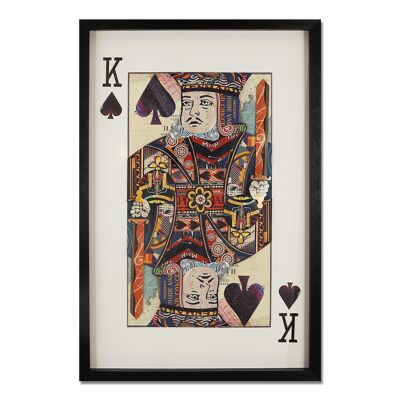 ADM - Cuadro collage 3D 'King of Spades' - Multicolor - 90 x 60 x 4 cm