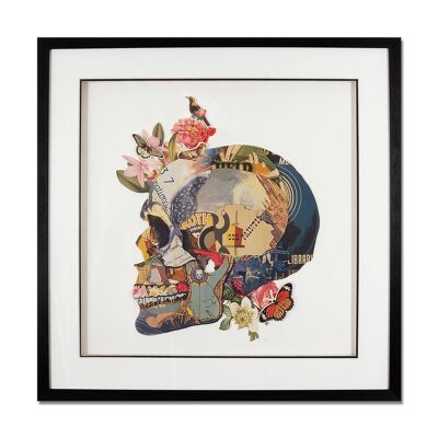 ADM - 3D collage painting 'Skull' - Multicolored color - 60 x 60 x 3 cm