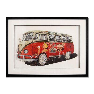 ADM - Cuadro collage 3D 'Volkwagen Van vintage 1' - Multicolor - 50 x 70 x 3 cm