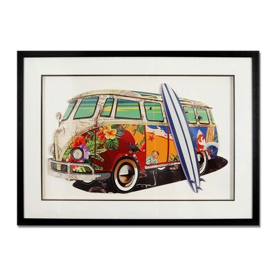 ADM - Photo collage 3D 'Volkwagen Van vintage 2' - Couleur multicolore - 50 x 70 x 3 cm