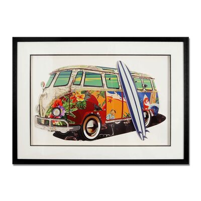 ADM - Cuadro collage 3D 'Volkwagen Van vintage 2' - Multicolor - 50 x 70 x 3 cm