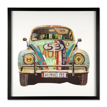 ADM - Peinture collage 3D 'VW Beetle' - Couleur multicolore - 60 x 60 x 3 cm 1