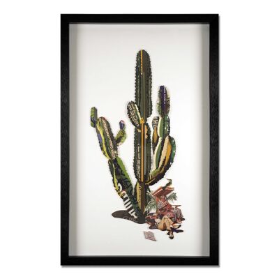 ADM - Cuadro collage 3D 'Cactus' - Multicolor - 80 x 50 x 4 cm