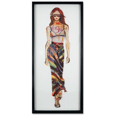 ADM - 3D collage picture 'Model with glasses' - Multicolored - 90 x 40 x 3 cm