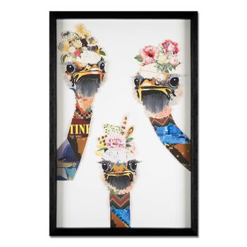 ADM - Tableau collage 3D 'Pop Art Autruches' - Couleur multicolore - 60 x 40 x 3 cm 6