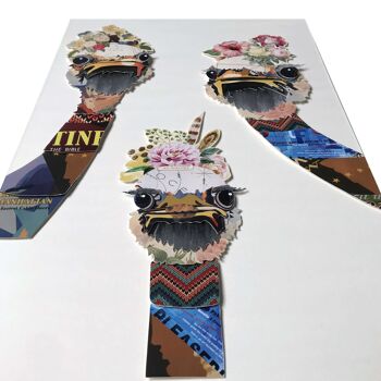 ADM - Tableau collage 3D 'Pop Art Autruches' - Couleur multicolore - 60 x 40 x 3 cm 3