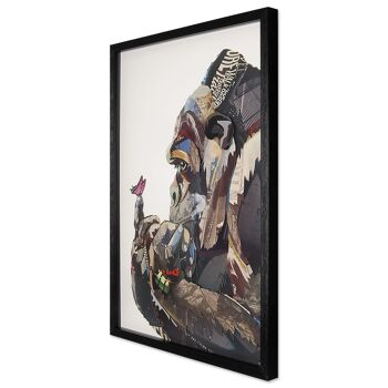 ADM - Tableau collage 3D 'Gorille avec papillon' - Multicolore - 70 x 50 x 3 cm 7