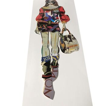 ADM - Tableau collage 3D 'Modèle avec sac à main' - Multicolore - 90 x 40 x 3 cm 3
