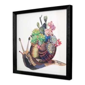 ADM - Tableau collage 3D 'Escargot avec fleurs' - Multicolore2 - 40 x 40 x 3 cm 7