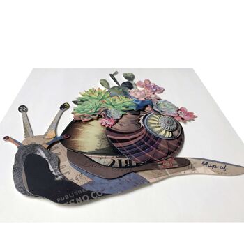 ADM - Tableau collage 3D 'Escargot avec fleurs' - Multicolore2 - 40 x 40 x 3 cm 8
