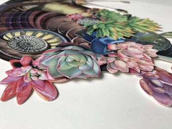 ADM - Tableau collage 3D 'Escargot avec fleurs' - Multicolore2 - 40 x 40 x 3 cm 9